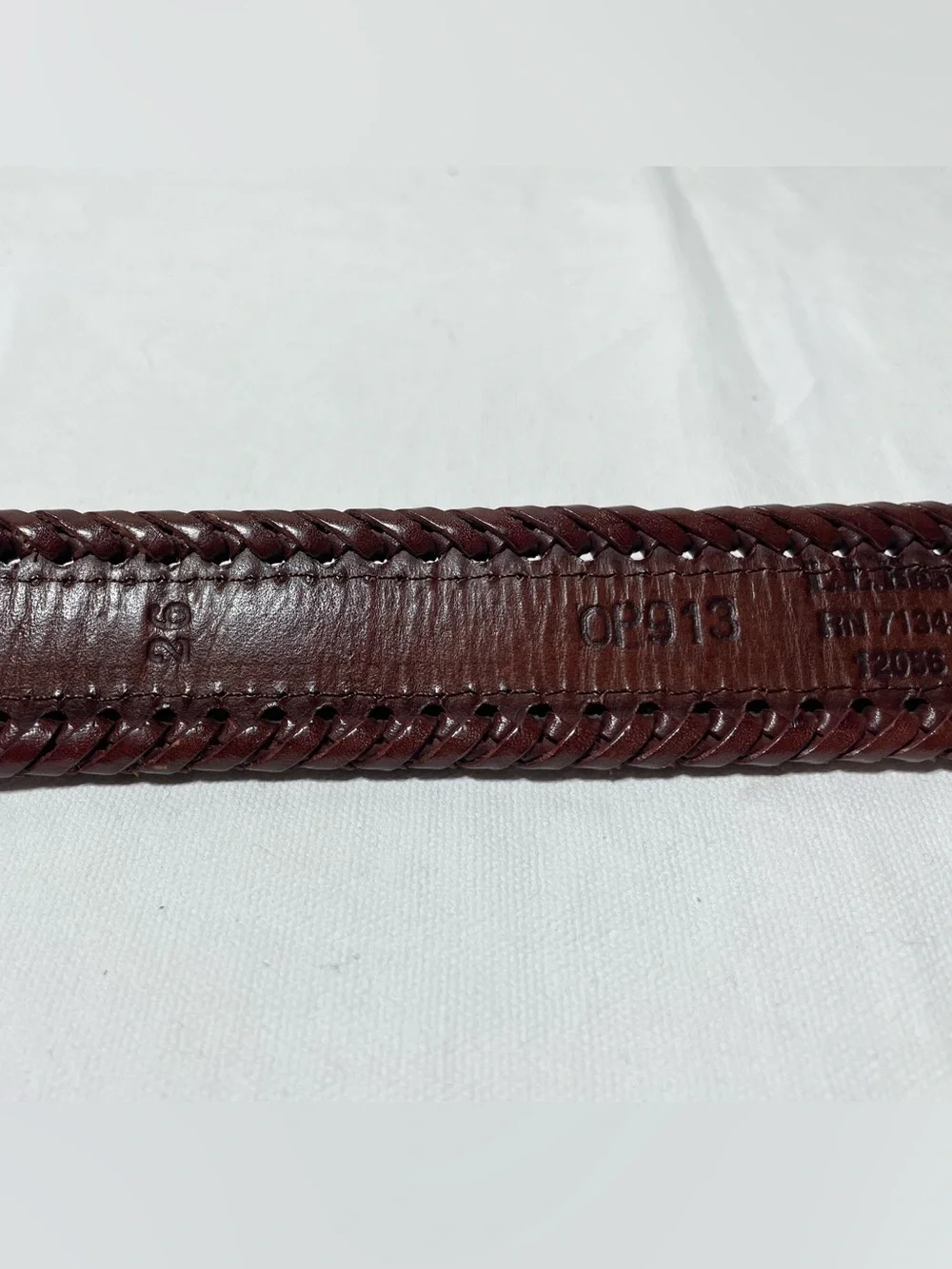 Vintage L.L. Bean Leather & Canvas Belt Womens 26 Brown Colorblock OR913